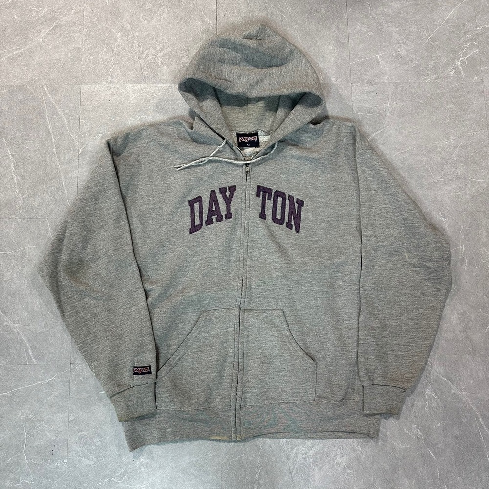 Jansport University of Dayton Flyers Full Zip Hoodie Gray Purple Mens XL